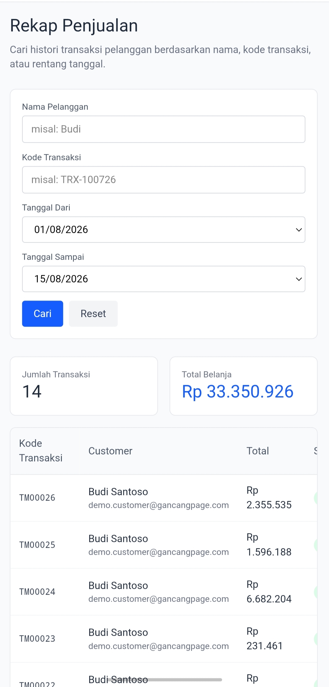 Rekap Penjualan Detail